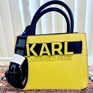 NWT Karl Lagerfeld Paris Simone Leather Flap Satchel